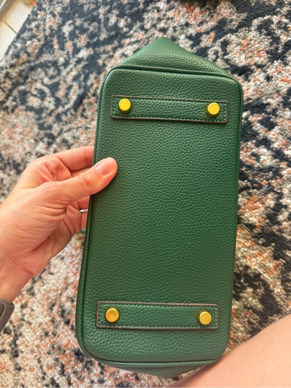 & Other Stories Dark Green Leather Top-Handle Satchel with Gold Hardware New 🆕